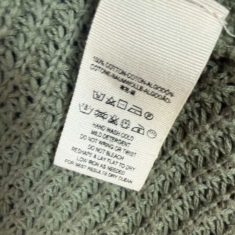 Free People Green Cotton Moonshine Cold Shoulder Boho Knit Sweater S Small